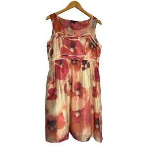 TAHARI Arthur S Levine Floral Watercolor Print Tencel Sleeveless Dress US Sz 12